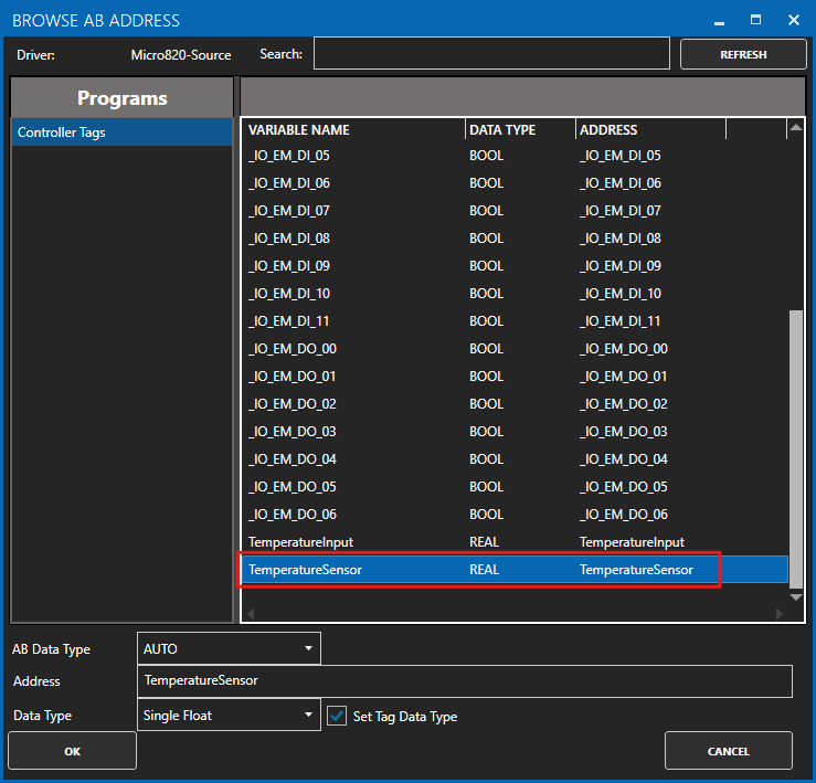 Select AB variable