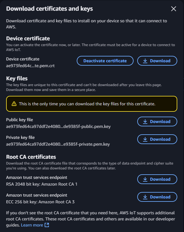 Download certificates