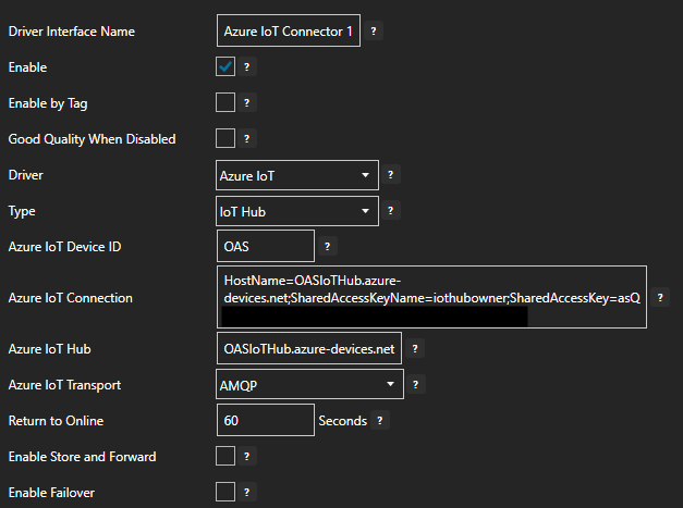 Azure IoT Hub connector configuration