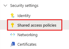 Shared access policies menu