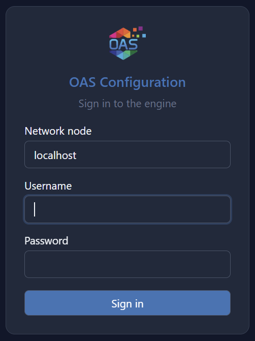 OAS Web Configuration Application Login