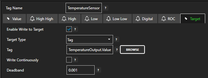 Complete Tag Target Configuration