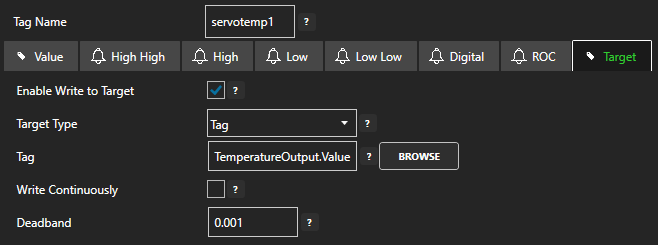 Complete Tag Target Configuration