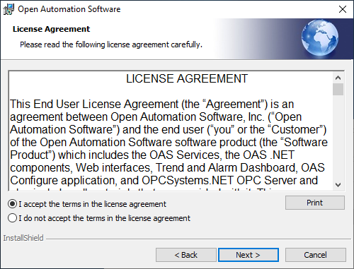 Windows OAS installation - Step 2