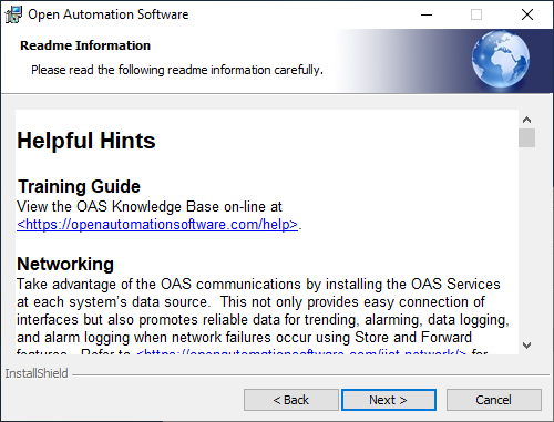 Windows OAS installation - Step 3