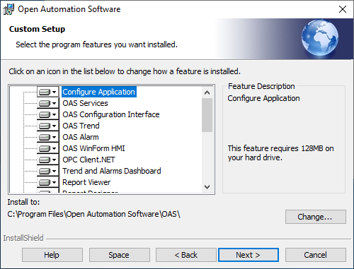 Windows OAS installation Custom Selection