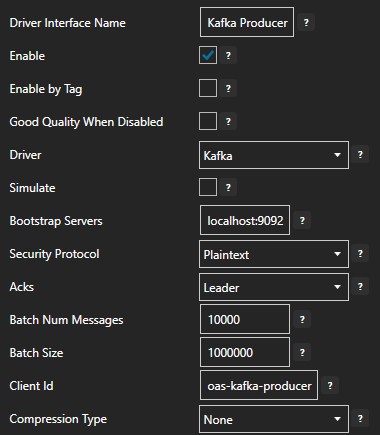 Kafka producer configuration