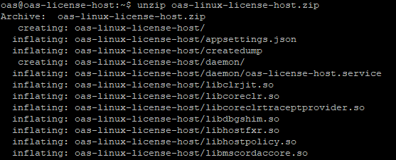 Extract OAS License Host zip file