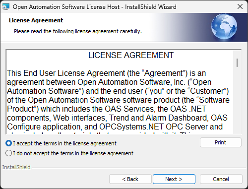 License Host installation license agreement