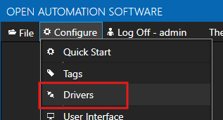Configure drivers menu
