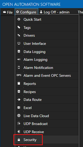 Configure drivers menu