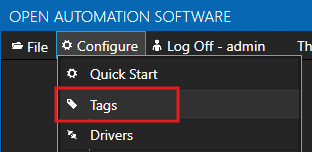 Configure tags menu