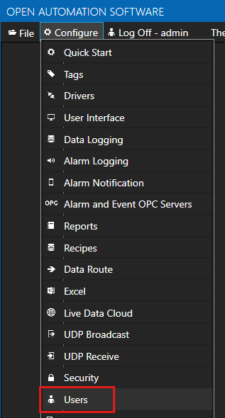 Configure drivers menu