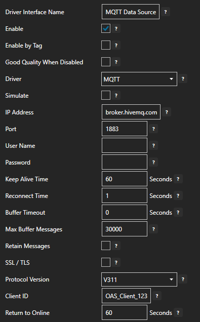 MQTT connector configuration