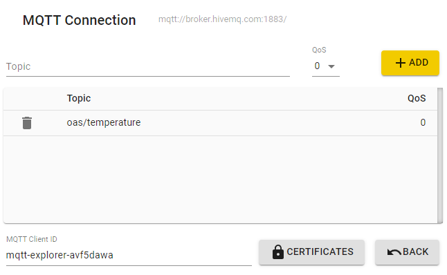 MQTT explorer connection advanced