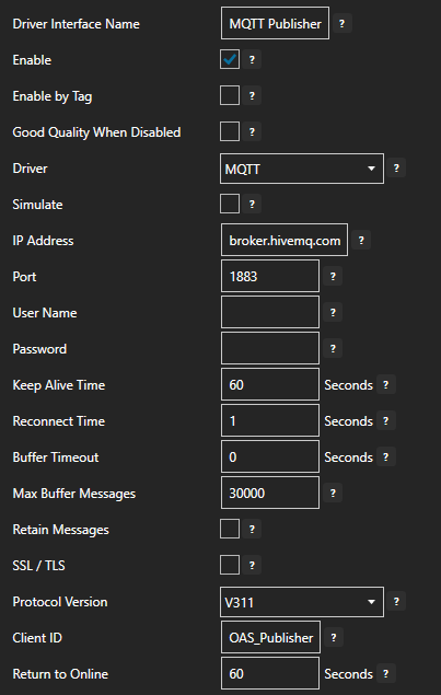 MQTT connector configuration