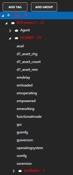 MTConnect generated Tags