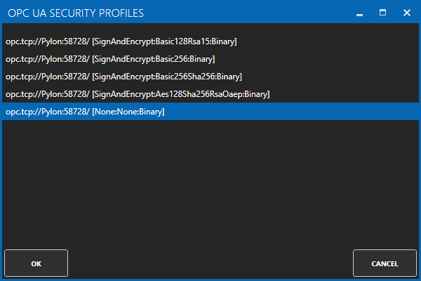 OPC UA security profile