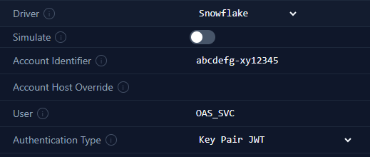 Snowflake driver configuration