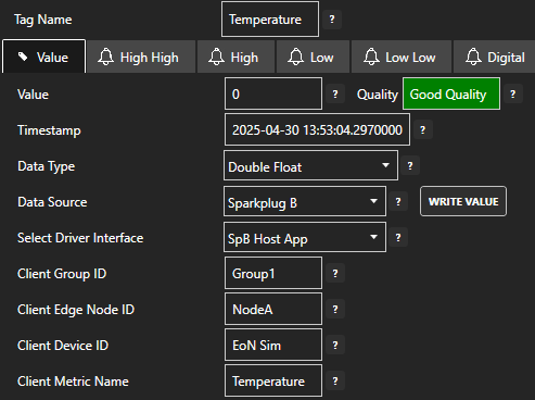 Check temperature metric value