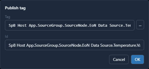 Publish tag window