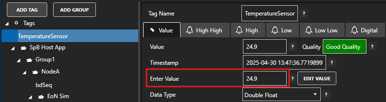 Set temperature value