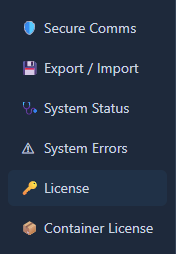 License sidebar item
