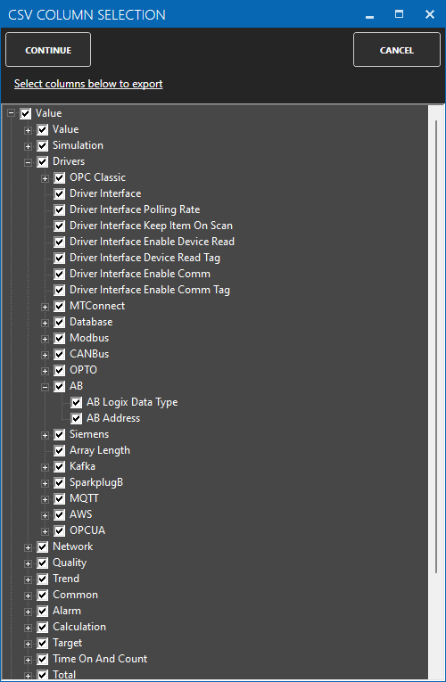 AB CSV Export