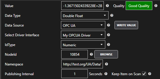 OPC UA Driver Configuration