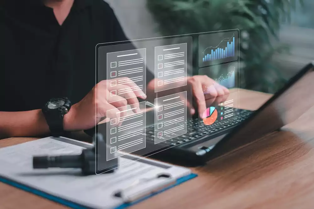 A person looking at manufacturing factory data analytics