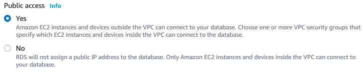 AWS MariaDB Public access