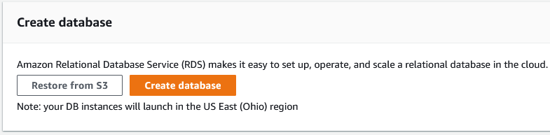 AWS Create Database
