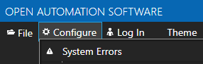 Menu Configure System Errors