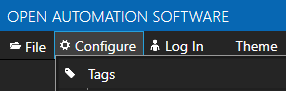 Menu Configure Tags