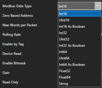 Modbus Data Type