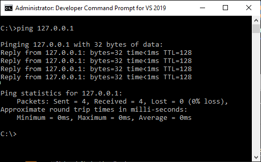 ping from windows command prompt