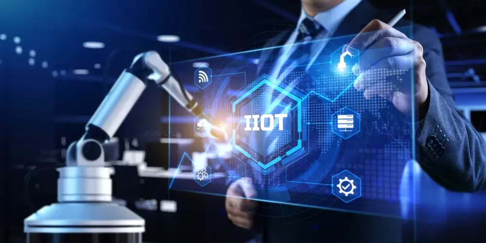 Business and IIoT in manufacturing concept