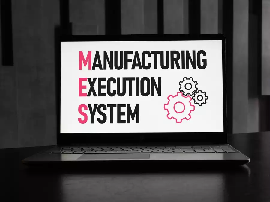 aptop featuring the words “manufacturing execution system”