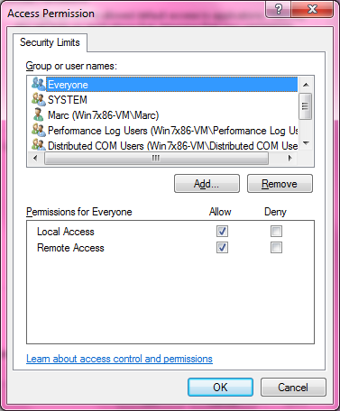 DCOM Security Configuration 518