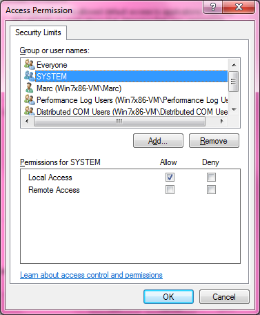 DCOM Security Configuration 519