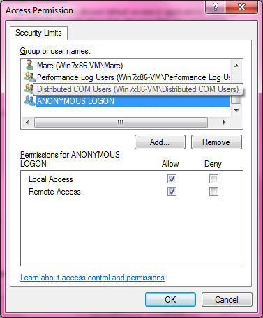 DCOM Security Configuration 521