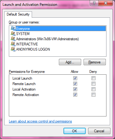 DCOM Security Configuration 523