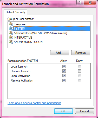 DCOM Security Configuration 524