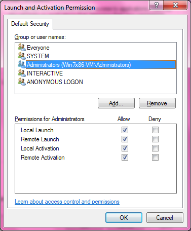 DCOM Security Configuration 525