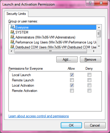 DCOM Security Configuration 529