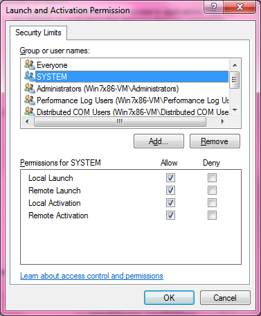 DCOM Security Configuration 530