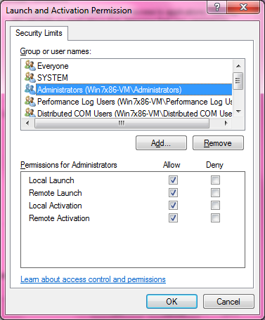 DCOM Security Configuration 531